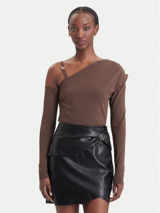 Zdjęcie produktu Guess Bluzka W6BP22 K6257 Brązowy ciemny Slim Fit