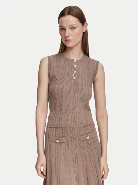 Zdjęcie produktu Guess Bluzka W6YR24 Z0970 Beżowy ciemny Slim Fit
