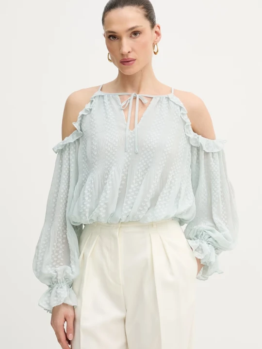 Zdjęcie produktu Guess bluzka z odkrytymi ramionami damska EMILIA turkusowy