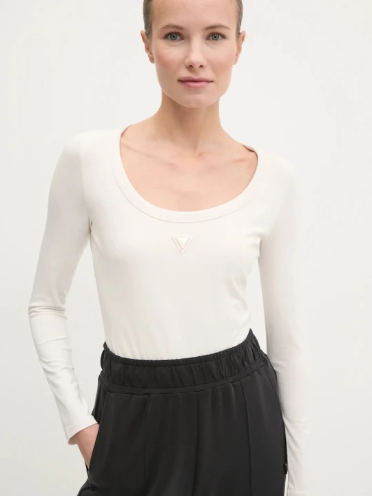 Zdjęcie produktu Guess body damskie bawełniane z elastanem COLETTE beżowy