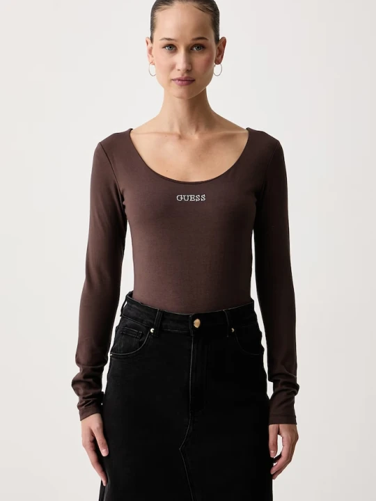 Zdjęcie produktu Guess body damskie z bawełną GRETA brązowy