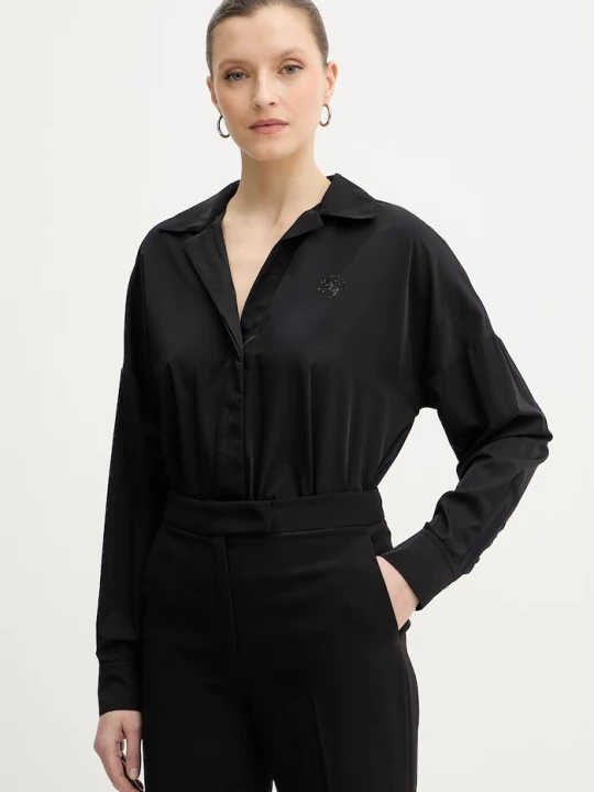 Zdjęcie produktu Guess body z domieszką jedwabiu CARMELA czarny