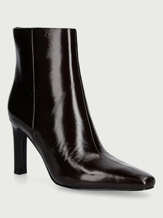 Zdjęcie produktu Guess botki na wysokim obcasie damskie skórzane HEBELLA brązowy