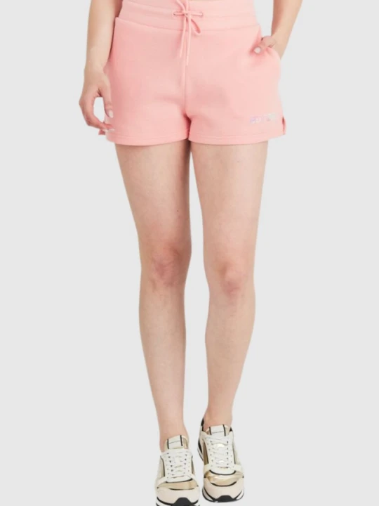 Zdjęcie produktu GUESS Brzoskwiniowe szorty damskie z kolorowym logo, Rozmiar XS