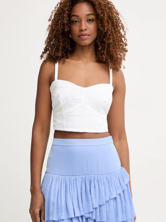 Zdjęcie produktu Guess crop top damski bawełniany SHARON biały