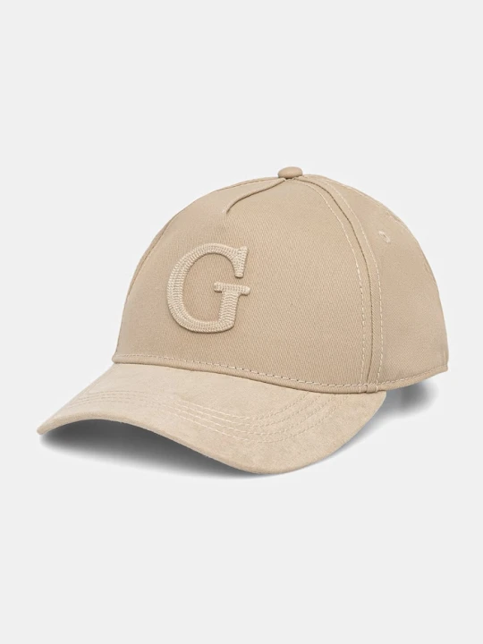 Zdjęcie produktu Guess czapka bejsbolowa męska bawełniana beżowy