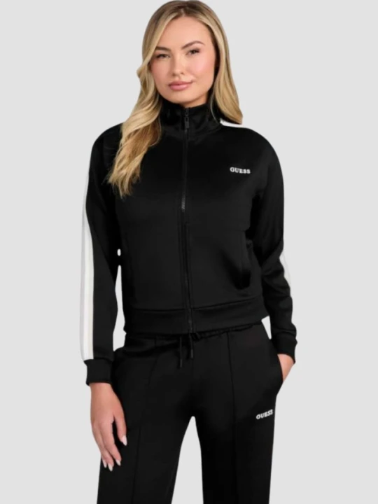 Zdjęcie produktu GUESS Czarna damska rozpinana bluza z lampasami Yarrow, Rozmiar M