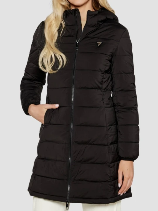 Zdjęcie produktu GUESS Czarna długa damska kurtka New Aleta, Rozmiar S