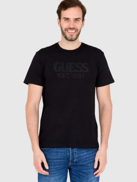 Zdjęcie produktu GUESS Czarny bawełniany męski T-shirt slim fit, Rozmiar S