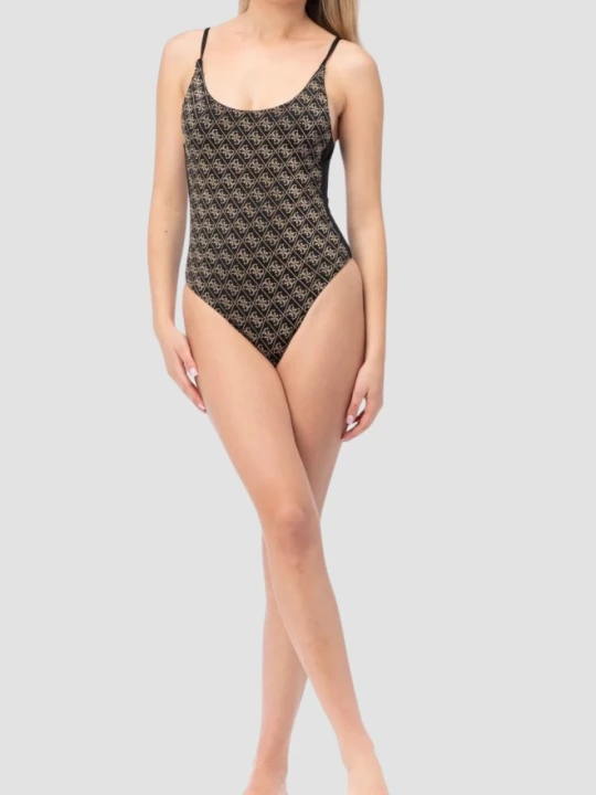 Zdjęcie produktu GUESS Czarny damski jednoczęściowy strój kąpielowy w monogram Diane, Rozmiar L