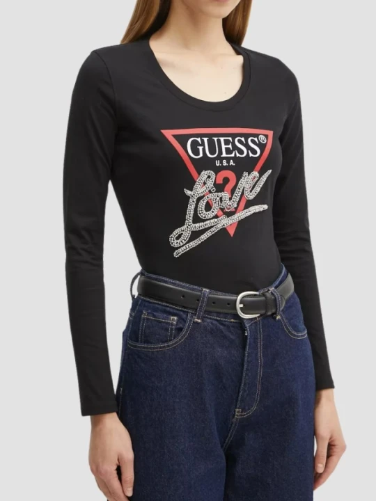 Zdjęcie produktu GUESS Czarny damski longsleeve Love Tee, Rozmiar M
