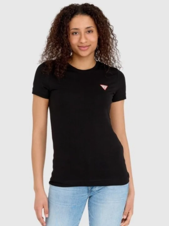 Zdjęcie produktu GUESS Czarny damski t-shirt bawełniany Mini Triangle Tee, Rozmiar M