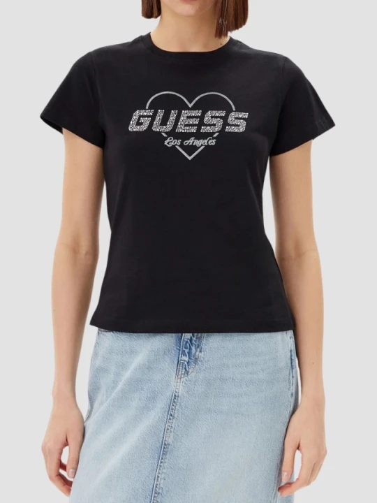 Zdjęcie produktu GUESS Czarny damski t-shirt Narciso, Rozmiar M