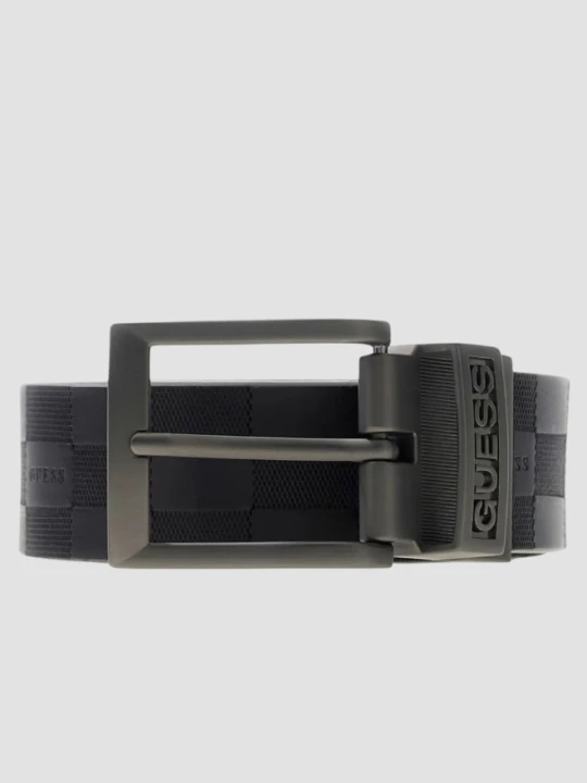 Zdjęcie produktu GUESS Czarny dwustronny męski pasek w monogram Reversible Logo Belt, Rozmiar L