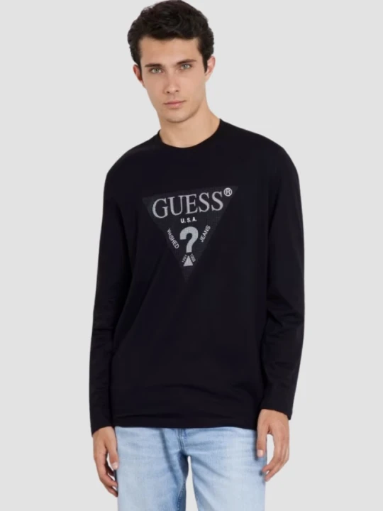 Zdjęcie produktu GUESS Czarny męski longsleeve Ls Cn, Rozmiar L