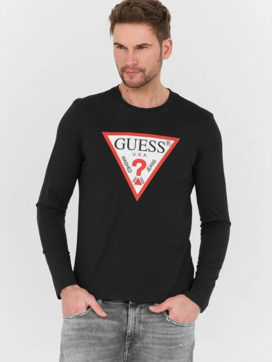 Zdjęcie produktu GUESS Czarny męski longsleeve Original Logo Tee, Rozmiar L
