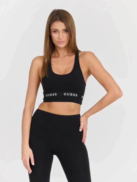 Zdjęcie produktu GUESS Damski czarny top Aline Eco Stretch Jersey, Rozmiar M