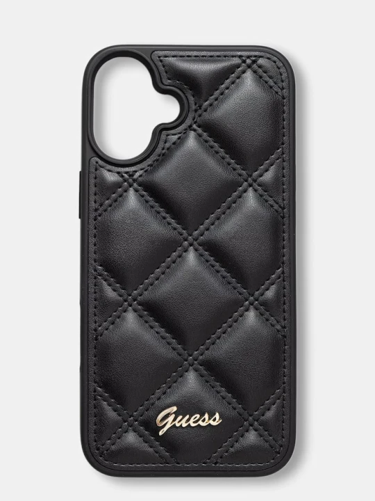 Zdjęcie produktu Guess etui na telefon z imitacji skóry iPhone 16 Plus czarny