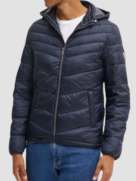 Zdjęcie produktu GUESS Granatowa męska kurtka z kapturem Super Light Puffa Jacket, Rozmiar M Niebieski