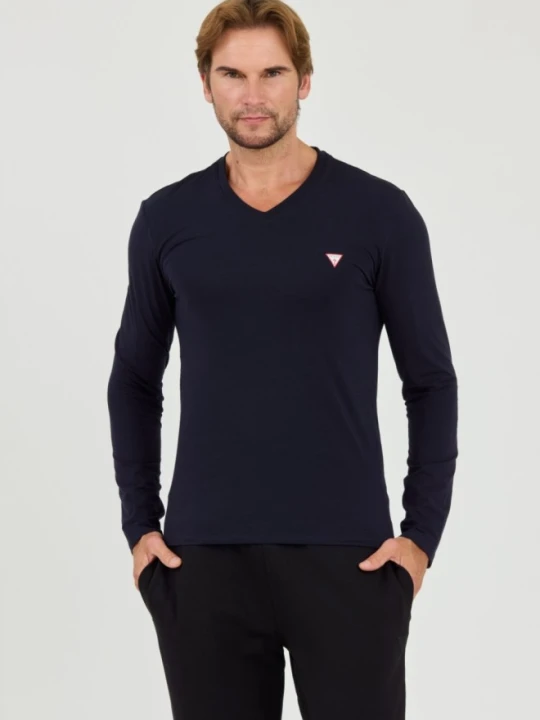 Zdjęcie produktu GUESS Granatowy męski longsleeve Core Tee, Rozmiar XL Niebieski