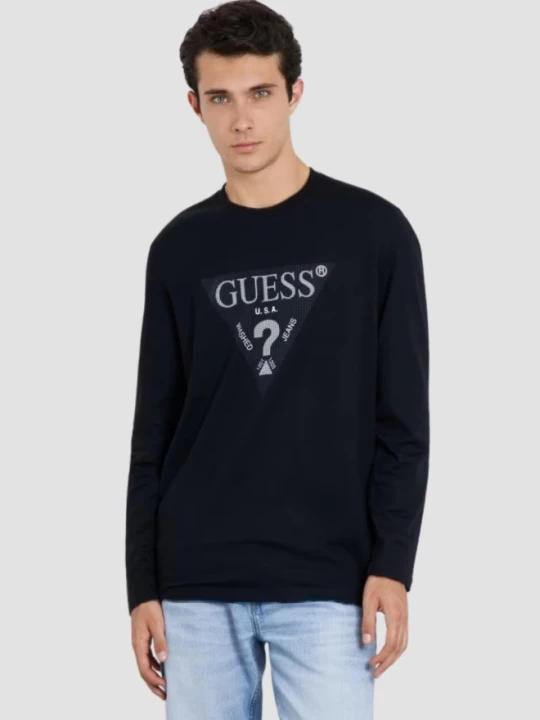 Zdjęcie produktu GUESS Granatowy męski longsleeve Ls Cn, Rozmiar M Niebieski