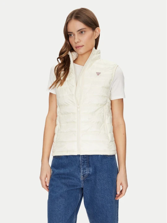 Zdjęcie produktu Guess Jeans Bezrękawnik W5RN55 WHAB2 Écru Regular Fit Kremowy