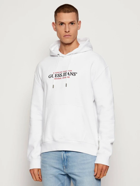 Zdjęcie produktu Guess Jeans Bluza American Tradition | Regular Fit biały