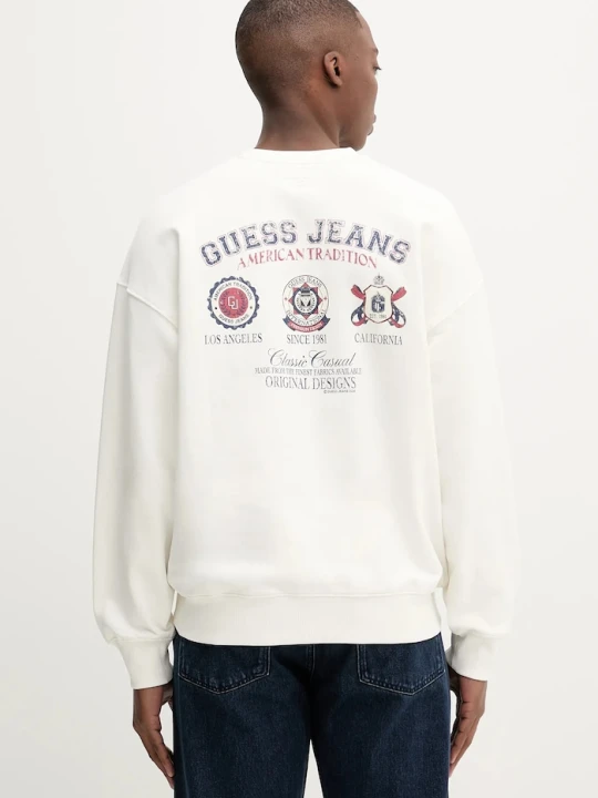 Zdjęcie produktu Guess Jeans bluza bawełniana beżowy