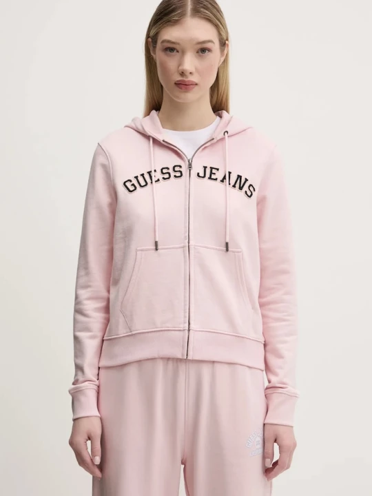 Zdjęcie produktu Guess Jeans bluza bawełniana różowy
