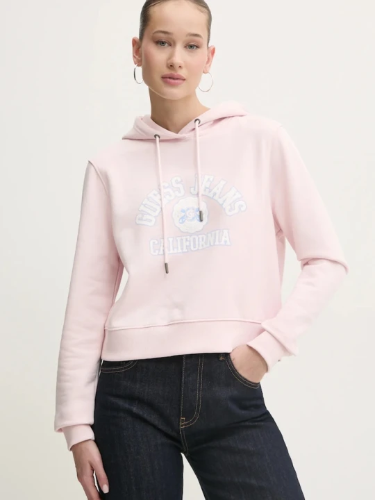 Zdjęcie produktu Guess Jeans bluza bawełniana różowy