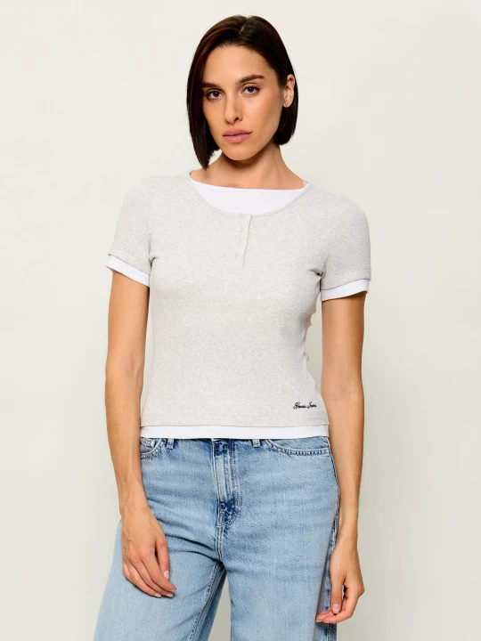 Zdjęcie produktu Guess Jeans Bluzka Henley | Slim Fit szary