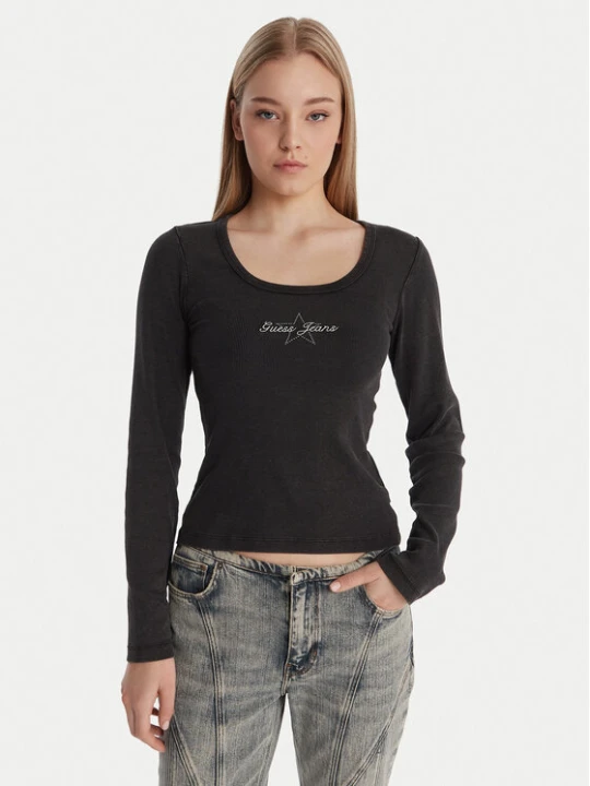 Zdjęcie produktu Guess Jeans Bluzka W6RP24 KA0H1 Szary Slim Fit