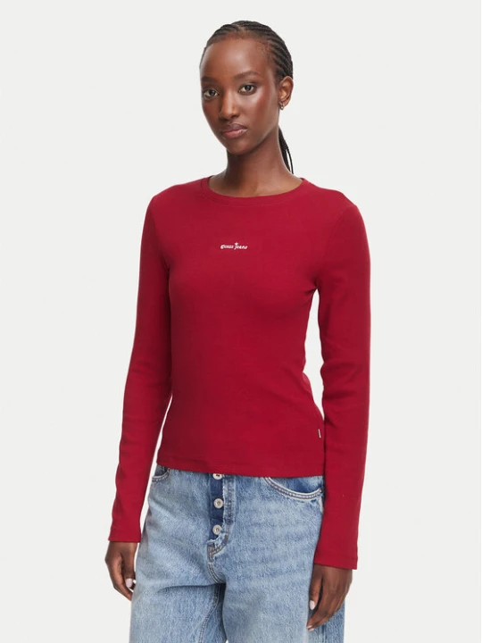 Zdjęcie produktu Guess Jeans Bluzka W6YP14 K3821 Bordowy Slim Fit