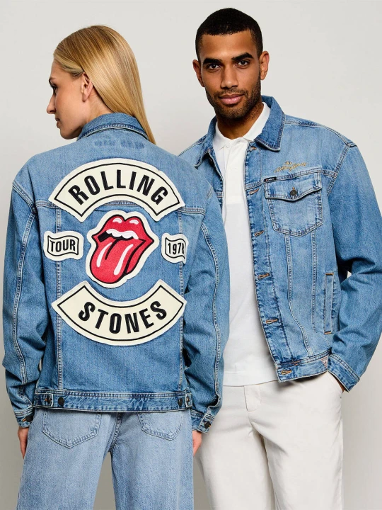 Zdjęcie produktu Guess Jeans Jeansowa kurtka | Guess Jeans x The Rolling Stones | Loose fit niebieski