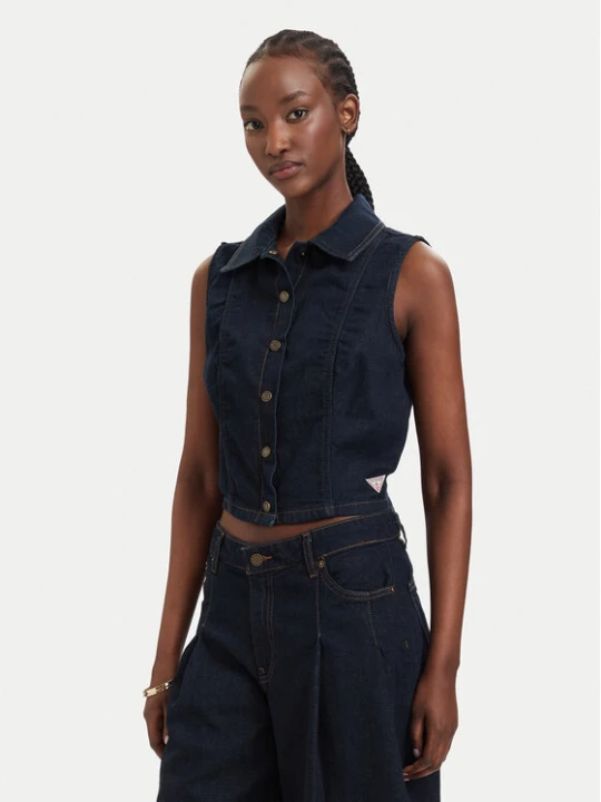 Zdjęcie produktu Guess Jeans Kamizelka W6GHZ9 D7971 Granatowy Regular Fit