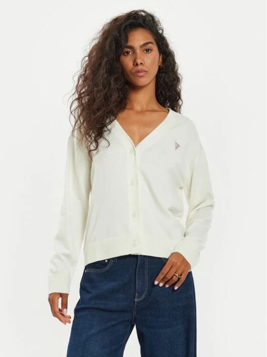 Zdjęcie produktu Guess Jeans Kardigan W4BR16 Z3HO2 Écru Regular Fit Kremowy