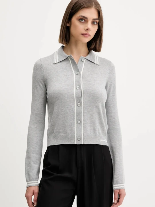 Zdjęcie produktu Guess Jeans kardigan z domieszką wełny szary