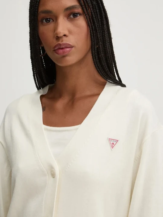 Zdjęcie produktu Guess Jeans kardigan z domieszką wełny beżowy