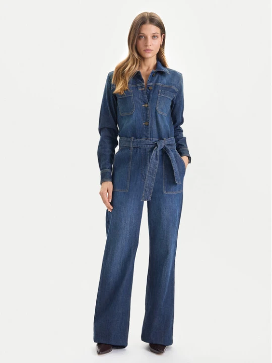 Zdjęcie produktu Guess Jeans Kombinezon W5BD97 D0026 Granatowy Wide Leg