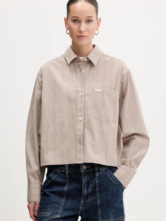 Zdjęcie produktu Guess Jeans koszula damska bawełniana beżowy