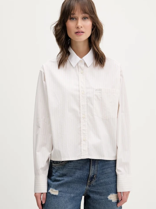 Zdjęcie produktu Guess Jeans koszula damska bawełniana beżowy