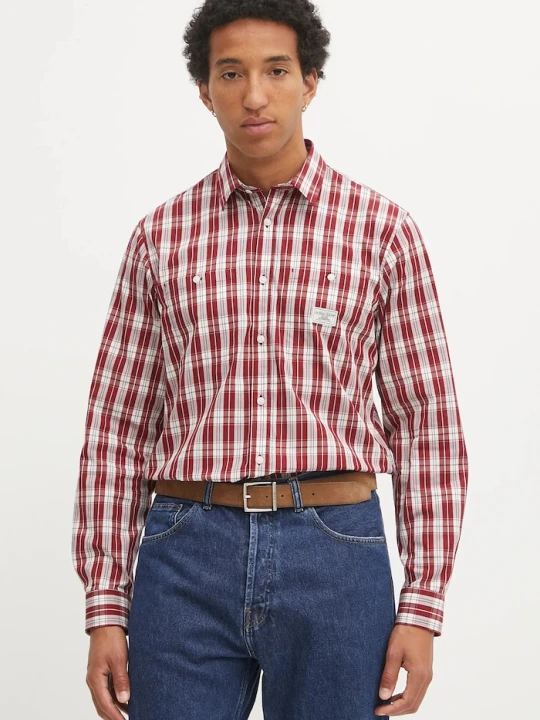 Zdjęcie produktu Guess Jeans koszula bawełniana bordowy