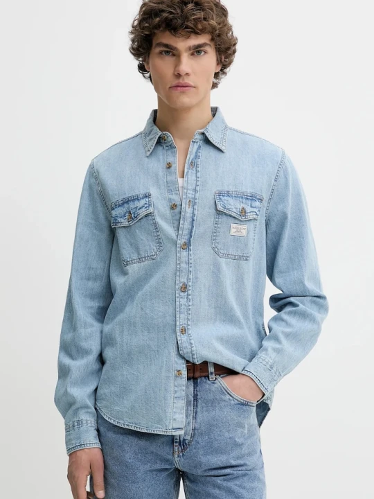 Zdjęcie produktu Guess Jeans koszula bawełniana niebieski