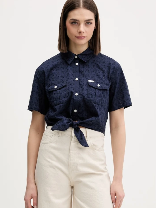 Zdjęcie produktu Guess Jeans koszula damska bawełniana granatowy