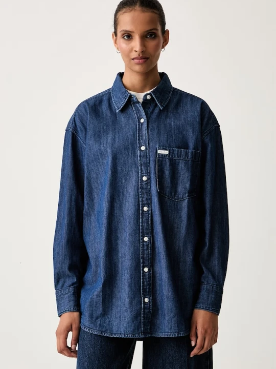 Zdjęcie produktu Guess Jeans koszula damska bawełniana niebieski