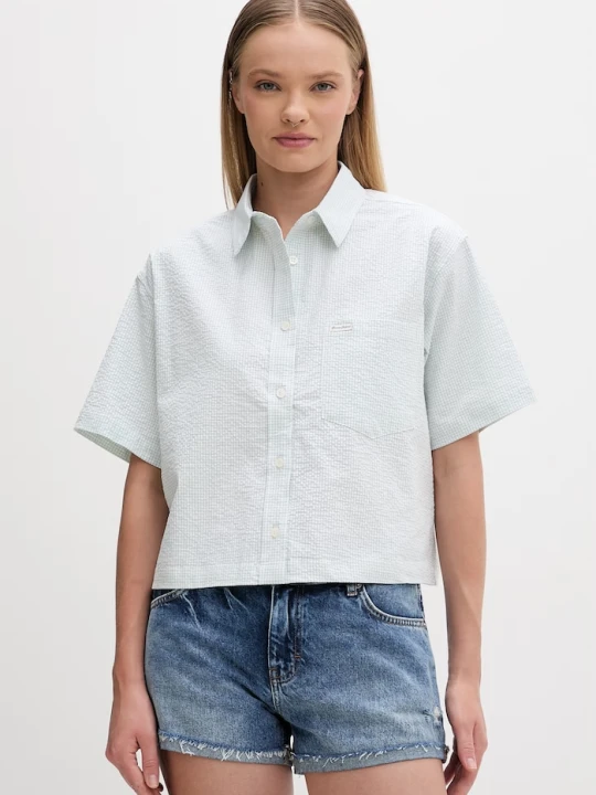 Zdjęcie produktu Guess Jeans koszula damska bawełniana z elastanem zielony