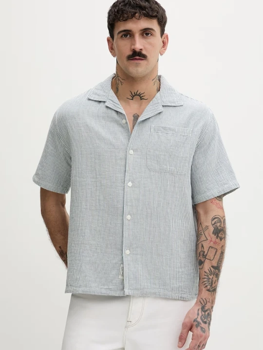 Zdjęcie produktu Guess Jeans koszula męska z dodatkiem lnu niebieski