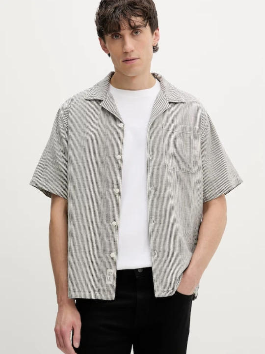 Zdjęcie produktu Guess Jeans koszula męska z dodatkiem lnu szary