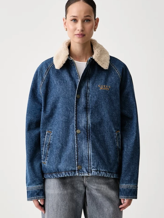 Zdjęcie produktu Guess Jeans kurtka damska jeansowa granatowy