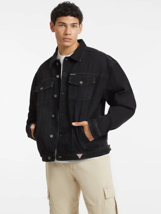 Zdjęcie produktu Guess Jeans Kurtka jeansowa TRUCKER | Oversize fit czarny